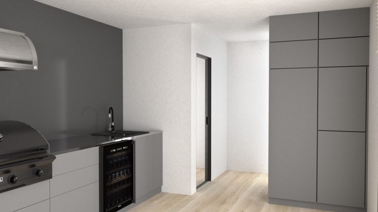 Skvěle vybavená kuchyň v tiny house se všemi spotřebiči, jako dělaná na zahradu. Zahradní kuchyň v tiny house - luxusní útulná kuchyň